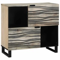 Sideboard Aus Massivem Mangoholz Weiß 80X33X75 Cm Wohnzimmer