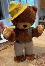 Ideal Smokey the Bear Vintage Plush Toy 13  Tall W/Hat And Badge