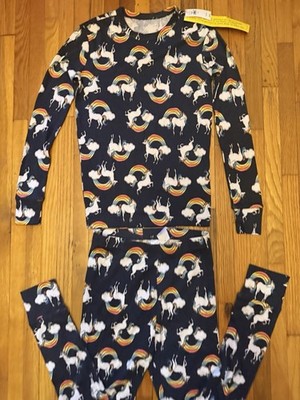 NWT - Gap Kids Navy Blue Unicorn Rainbow Organic Cotton Pajama Set Size 12