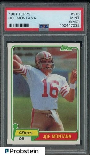 1981 Topps Football #216 Joe Montana 49ers RC Rookie HOF PSA 9 MINT (MC)