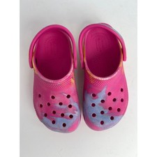 Crocs Kids Classic Electric Pink Marbled Dye Water Clogs Size C11