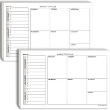 Weekly TO DO List Notepads 2 Pack, 50 Pages Each Task Pad Planner w/Daily C...