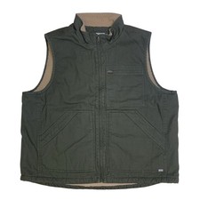 Lee Men's Faux Sherpa Lined Full Zip Canvas Workwear Vest w/ Pockets Green, S