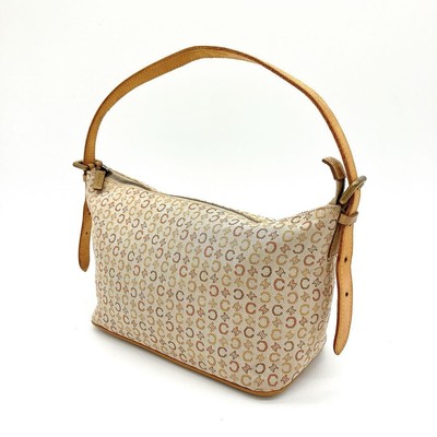 Celine Accessory Pouch Bag Canvas Macadam Pattern with NonOriginal Handle /Used