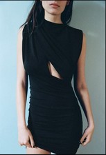 ZARA NEW CUT OUT MINI DRESS SIZE LARGE BLACK REF:5039/308 NWT