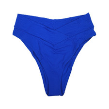 aerie Blue High Cut Cheeky Bikini Bottom Size Large V-Cut Waistline Swimwear