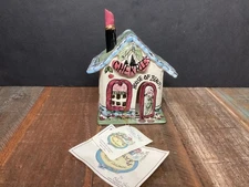 Blue Sky Pottery Cherries House Of Beauty Tea light House Cottage Candle Holder