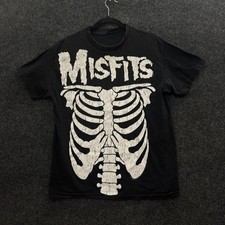 Vintage 2006 Misfits Skeleton Rib Cage Graphic T-Shirt Mens Medium Black Punk
