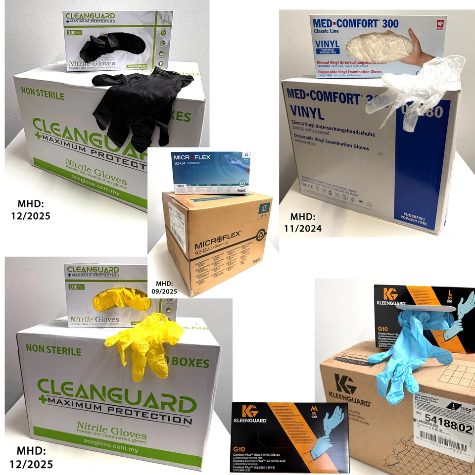 DIVERSE MARKEN 10 x 100er Einweg Handschuhe Latex / Nitril / Vinyl MHD Einmalhandschuhe M L XL