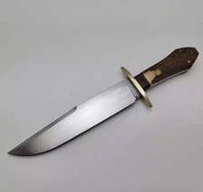 HANDMADE COFFIN HANDLE BOWIE HUNTING KNIFE WITH ANTLER HANDLE WITH LEATHER SHETH