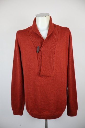 Hugo Boss, HUGO BOSS Mens V-Neck Vintage Casual Sweater, Red Wool Alpaca XL