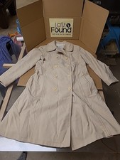 Vintage London Fog Maincoat KHAKI CREAM Made USA Sz 12 REG No Belt SEE PICS