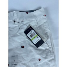 Tommy Hilfiger Hampton Stretch Slim Chino Pants Size 4 White Logo Print
