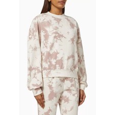 Varley Erwin Long Sleeve Crew Neck Pullover Sweatshirt Taupe Tie-Dye Women's M