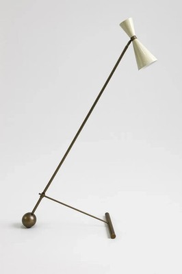 Mid Century Modern Stilnovo Style Brass Floor Lamp Double Cone Shade Gift
