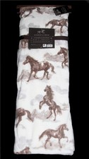 Saddle Spur Running Bucking Brown Horses Oversized 60 x 70 Plush Throw NWT