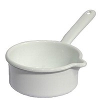 Riess Emaille Stielkasserolle 0,75 L Weiß Emailletopf Classic Serie