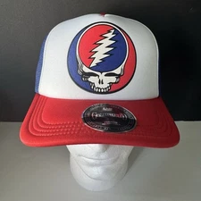 Grateful Dead Steal Your Face Foam Trucker Mesh Hat Stealie Red White Blue Cap