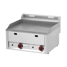 Gas-Griddleplatte Tischger&auml;t Grillplatte Chrom gerillt/glatt 660x600x290mm 8kW