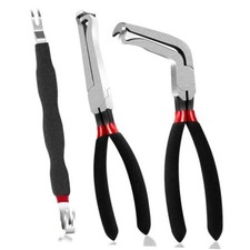 8" 60-Degree Electrical Disconnect Pliers Set, 3-Piece Angled Push Tab Removal