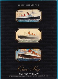 Original Cunard R.M.S. QUEEN ELIZABETH 2 50th Anniv QUEEN MARY Dinner MENU