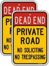 2 Pack Dead End Private Road No Trespassing No Soliciting Sign 18 X 12 Inches Pr
