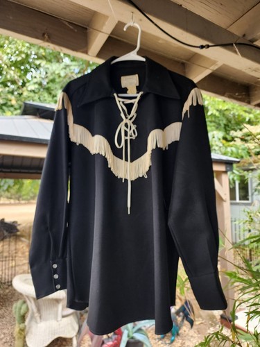 H BAR C Ranchwear Vintage 50s? Fringe Long Tail Slingshot Western Shirt M