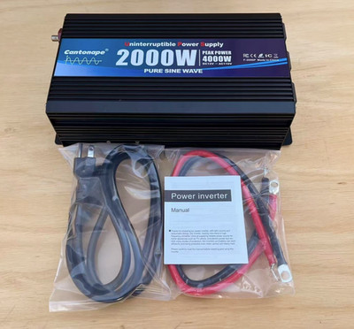 Used 2000W Pure Sine Wave Power Inverter 12V to 120V With 3AC 2LED UPS Charger