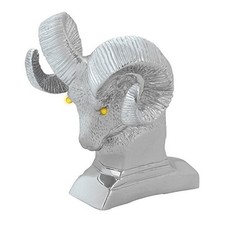 48051 Chrome Ram's Head Hood Ornament with Illuminated Amber Eyes