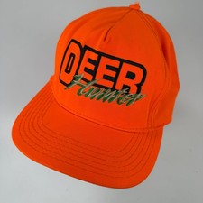 Vintage DEER Hunter Orange Baseball Cap Hat Adjustable Made in USA Hunting