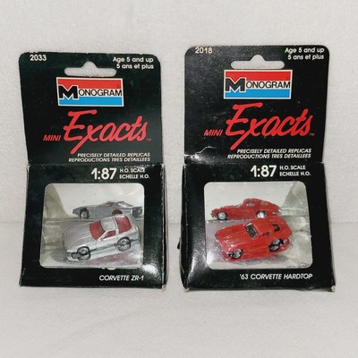 Lot of 2 Monogram Mini Exacts 1:87 Corvette ZR-1 and '63 Corvette Hardtop
