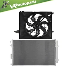 A/C Condenser And Radiator Cooling Fan Assembly For 2013-2018 Hyundai Santa Fe