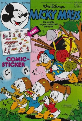 Micky Maus Nr.32 / 1985 Mit Micky Maus 1 / 1951 und Comic-Sticker