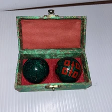 Vintage Chinese Baoding Health Balls Stress Chime Meditation Balls 保 健 球 w/ Box