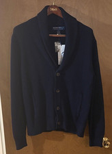Magna-Ready Navy Adaptive Chunky English Rib Stitch Cardigan Medium