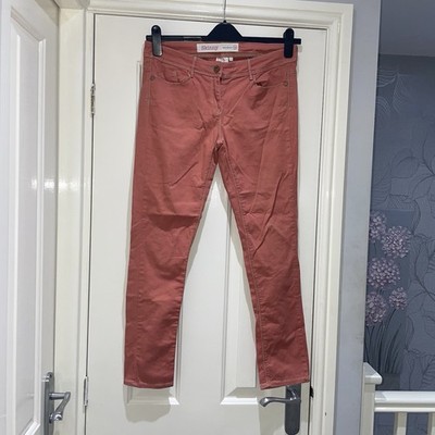 Next Petite Salmon Orange Stretchy Denim Cotton Skinny Jeans Size 10 Petite