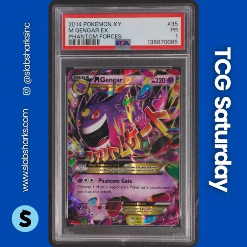 2014 POKEMON XY PHANTOM FORCES #035/119 M GENGAR EX PSA 1