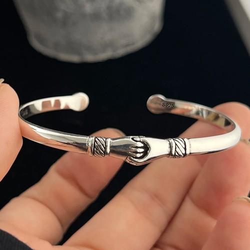 Solid 925 Sterling Silver Bracelet for Women | Vintage Handmade Simple Bangle