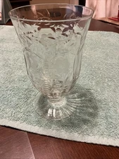 Etched Glass  5 1/4 Footed Water/Iced Tea Glass  Maybe Country Garden Pattern