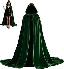 Grüner Samt Umhang mit Kapuze 185cm Halloween Kostüm Damen Party Kostüm Unisex
