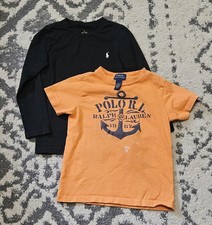 Polo Ralph Lauren Kids Long Sleeve Shirts Lot of 2 Orange Black Size 4T