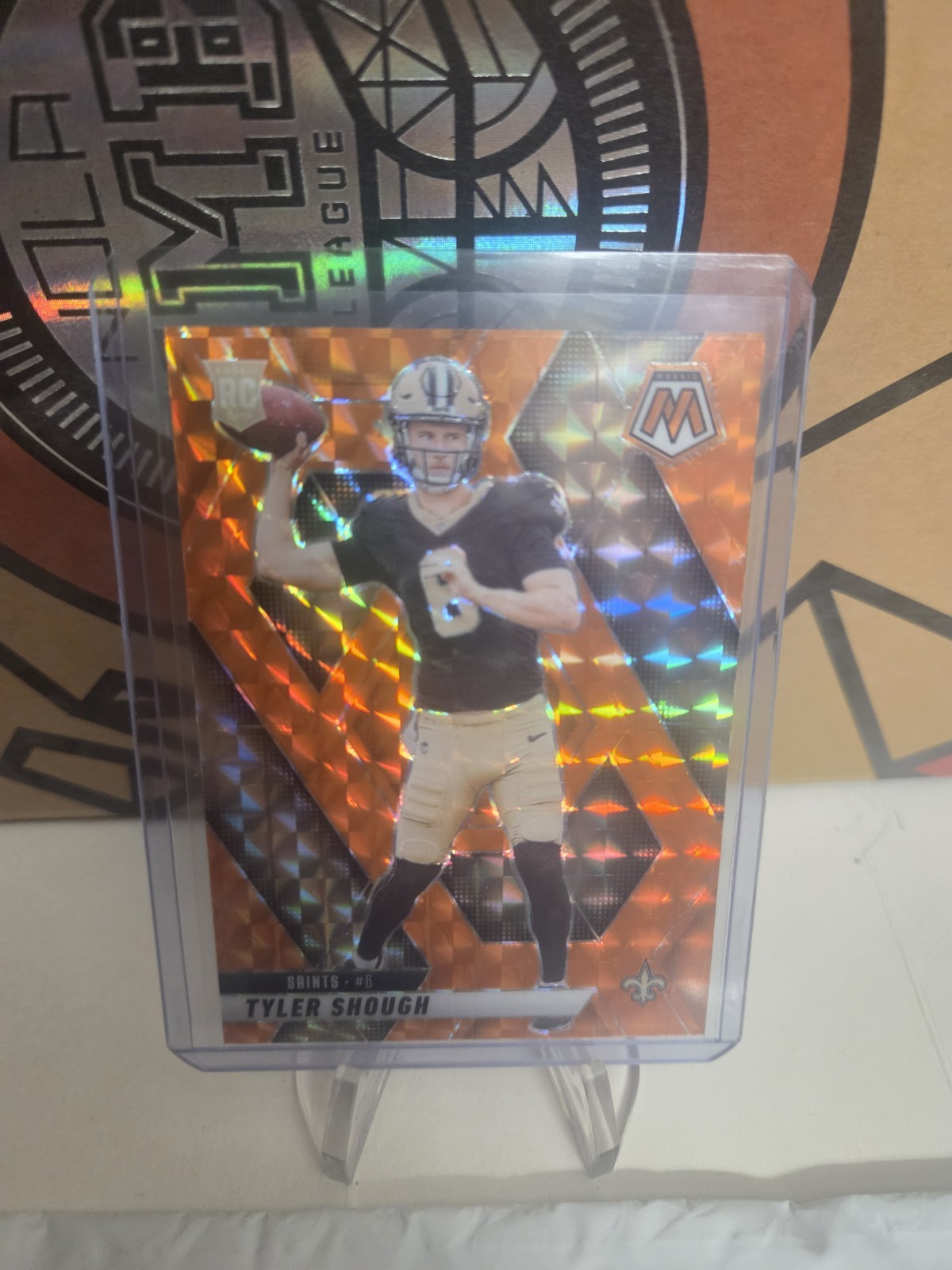 2025 Panini Mosaic Tyler Shough #312 (RC) Mosaic Orange /199 - Saints