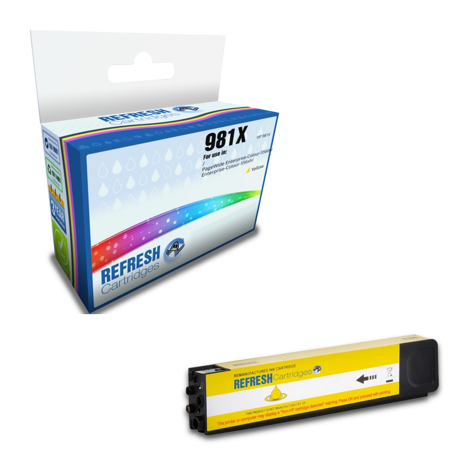 Refresh Cartridges Replacement Yellow 981X Ink Compatible With HP Printers