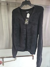 Art Class Girls Size 16-18 XXL Cardigan Sweater Black Long Sleeve Button Up NWT