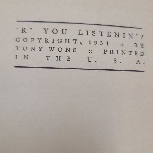 'R' You Listenin'? von Tony Wons 1931 Hardcover 1. Auflage. Top Zustand - Bild 4 von 11