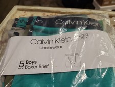 Calvin Klein Underwear 5 Boys Cotton Boxer Brief Large 12-14 Green,camo,gray NWT