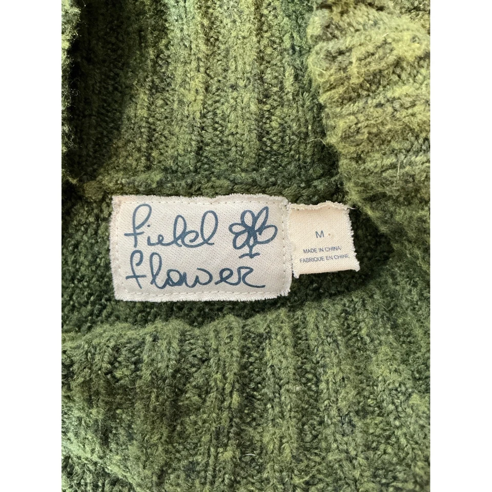 Poncho Suéter Anthropologie Field Flor Mujer Verde Cuello Simulado Talla M Boho Foto 3 de 4
