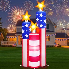 4FT Patriotic 4th of July Inflatable Fireworks Yard Decoration with LED Light