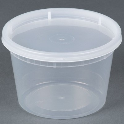 TRIPAK Food Storage Containers 16 oz Plastic Deli Containers with Lids, Soup,...