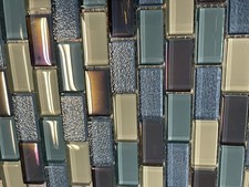 6 SqFt 1  x 2  glass tile mosaic swimming pool blue blend Subway Running Bond